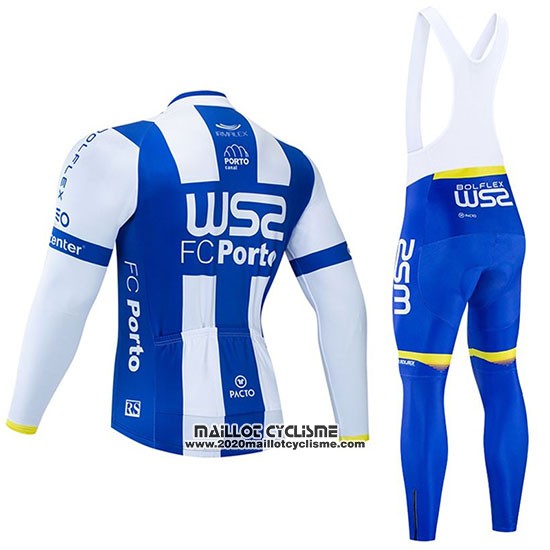 2020 Maillot Ciclismo W52-FC Porto Blanc Bleu Manches Longues et Cuissard